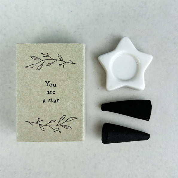 Matchbox Porcelain Incense Cone Holder - Star