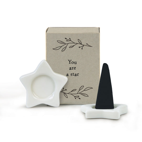 Matchbox Porcelain Incense Cone Holder - Star