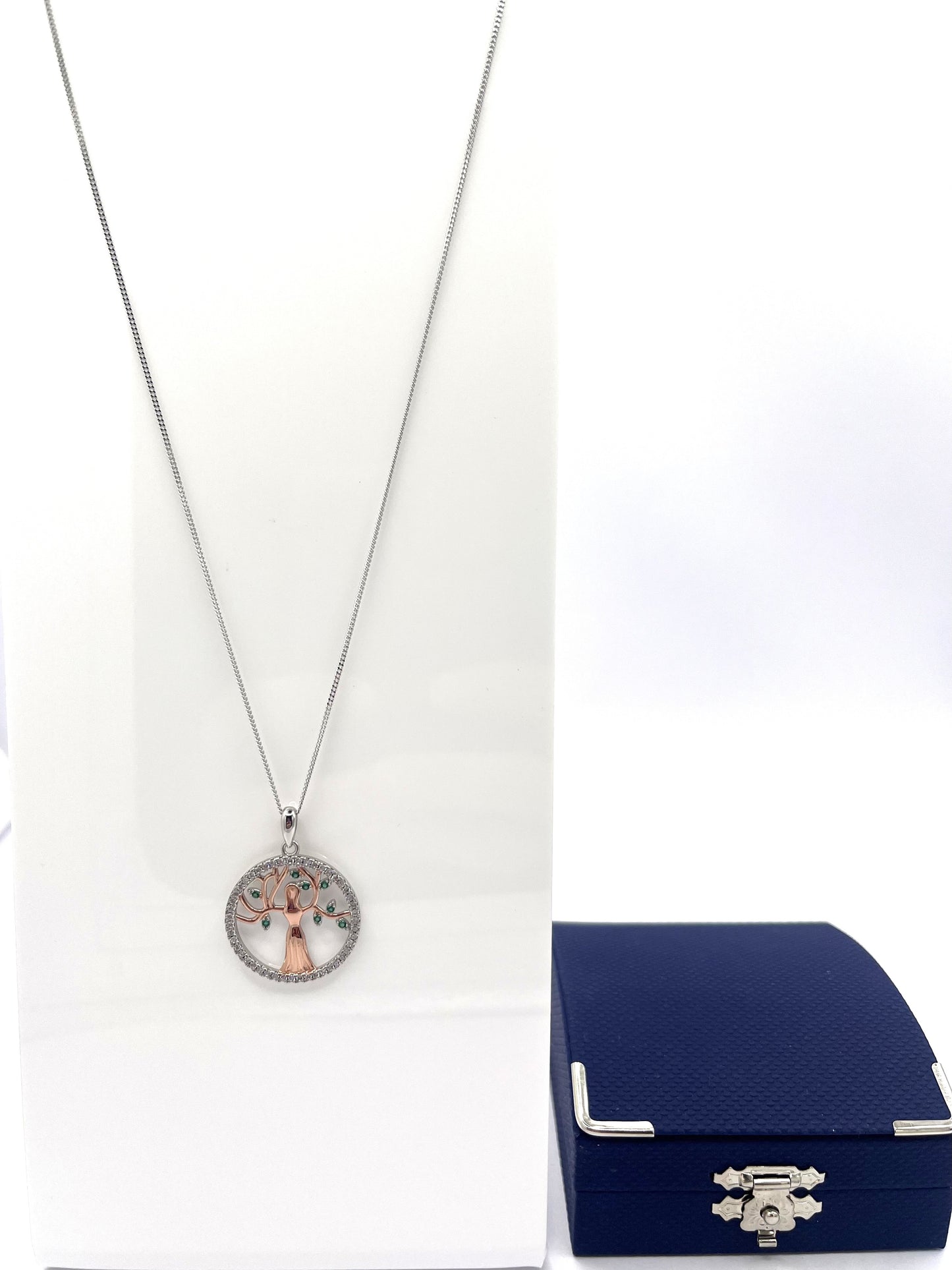 Sterling Silver Mother Earth Rose Gold & CZ Necklace