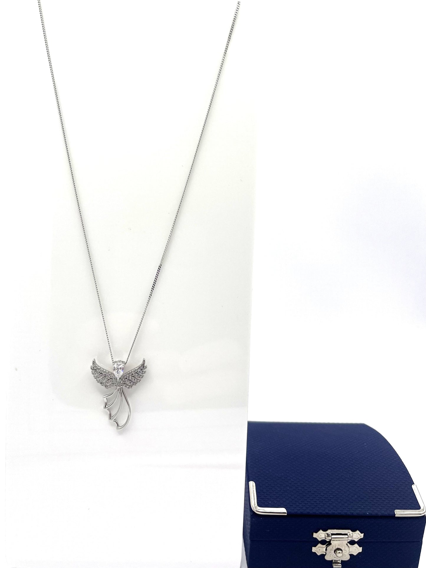 Sterling Silver & Cubic Zirconia Flying Angel Necklace