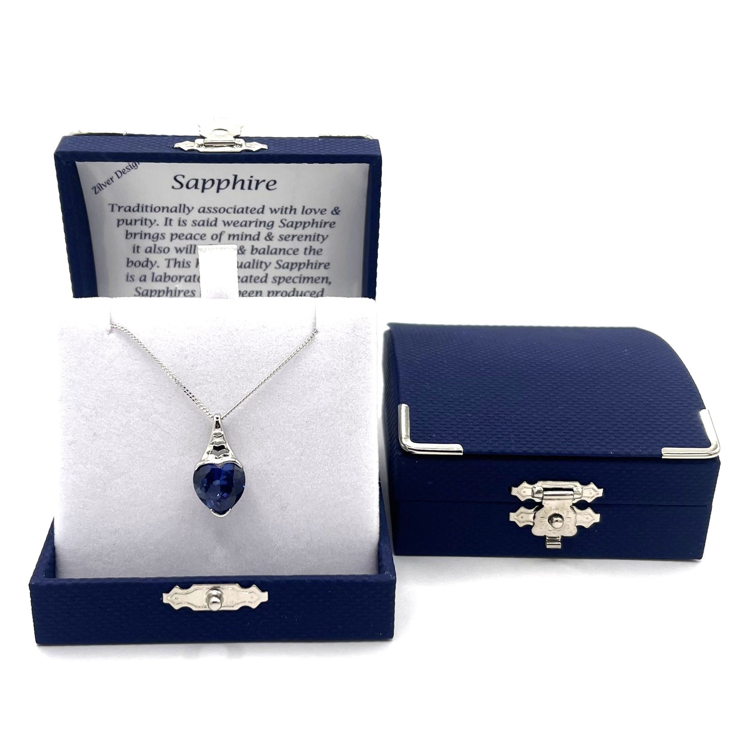 Sterling Silver Sapphire Heart Necklace