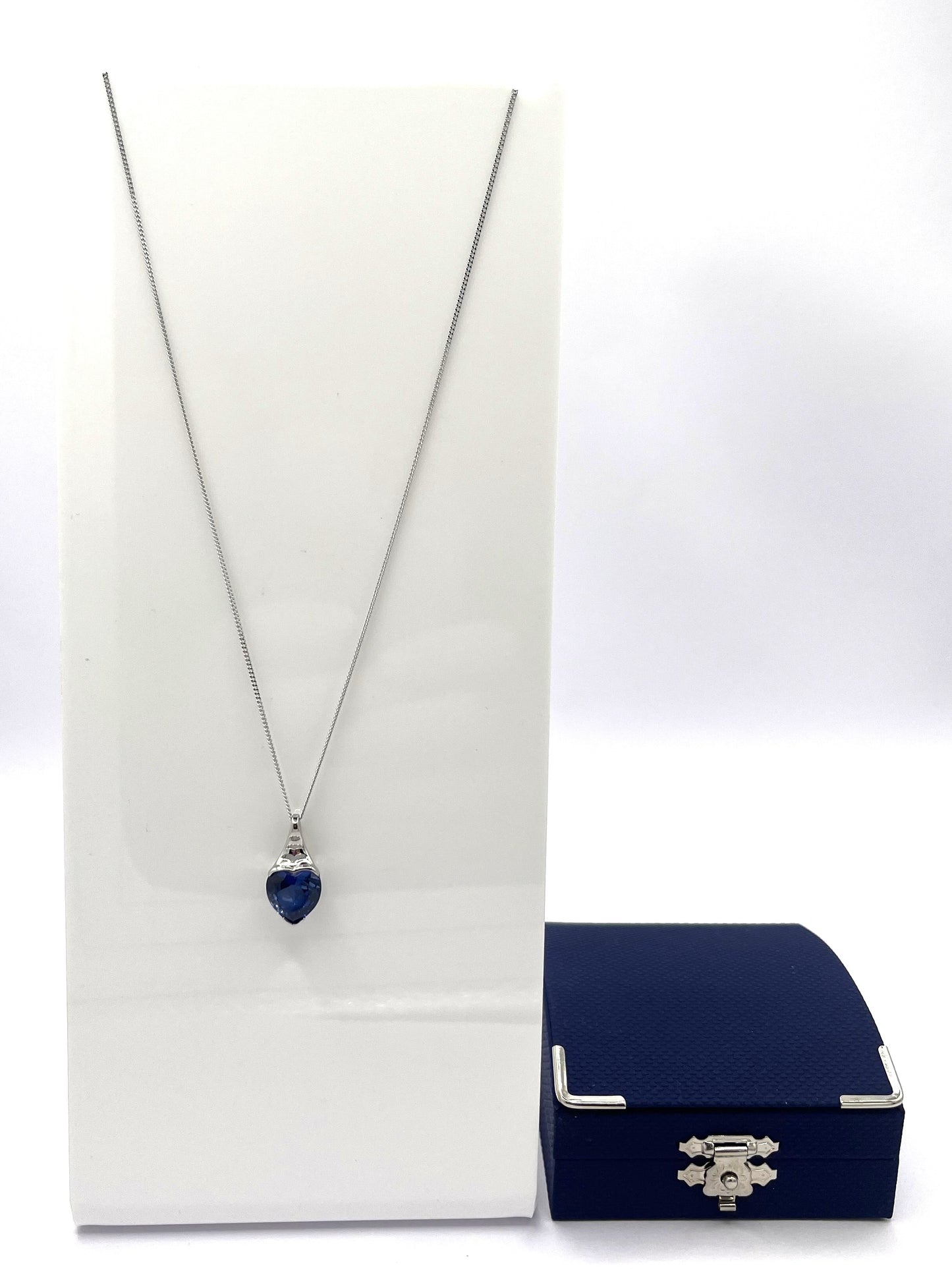 Sterling Silver Sapphire Heart Necklace