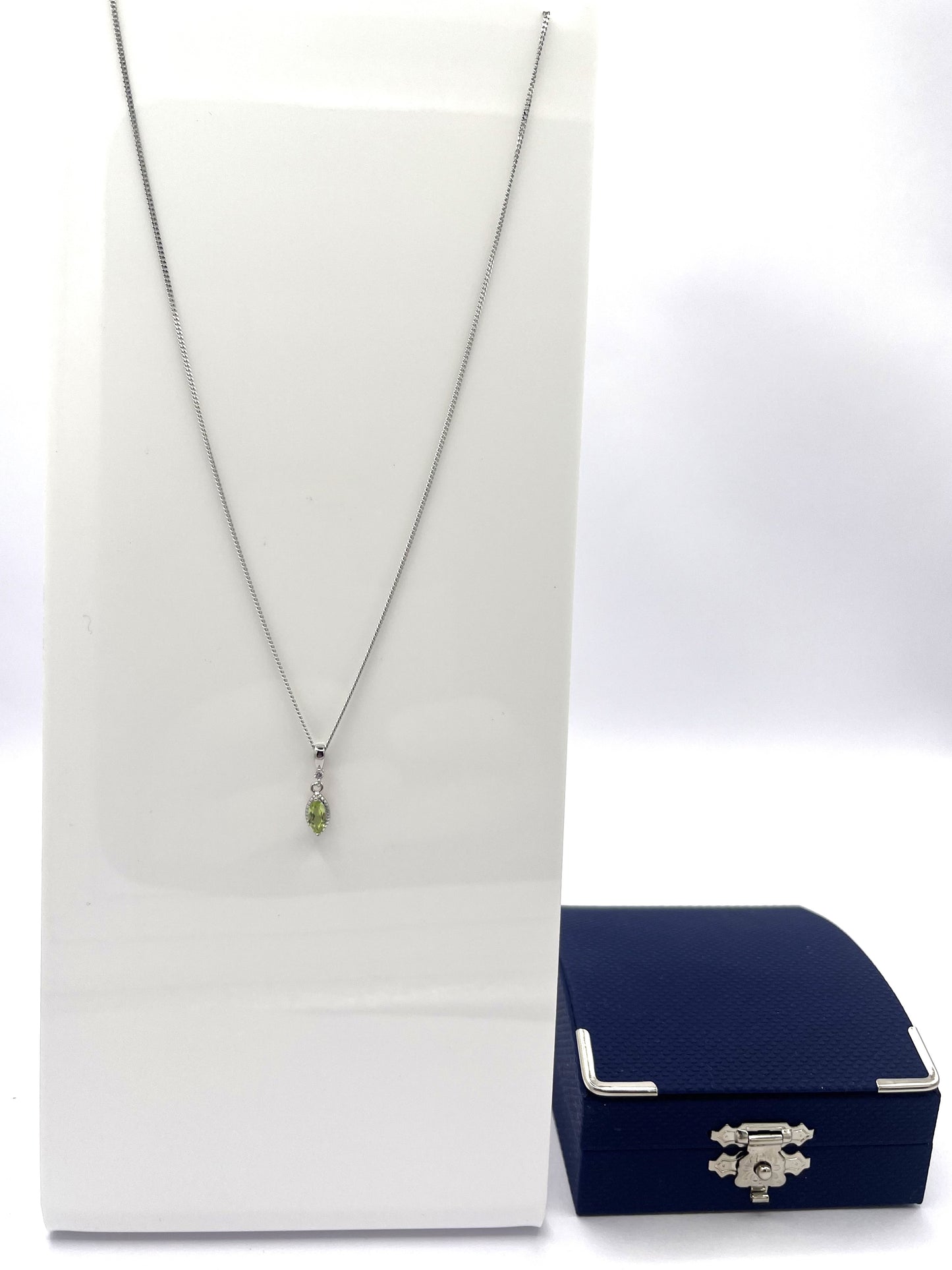 Sterling Silver Peridot Marquise Necklace