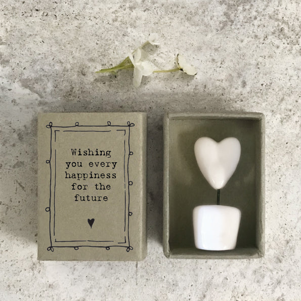 Porcelain Matchbox Heart in Pot