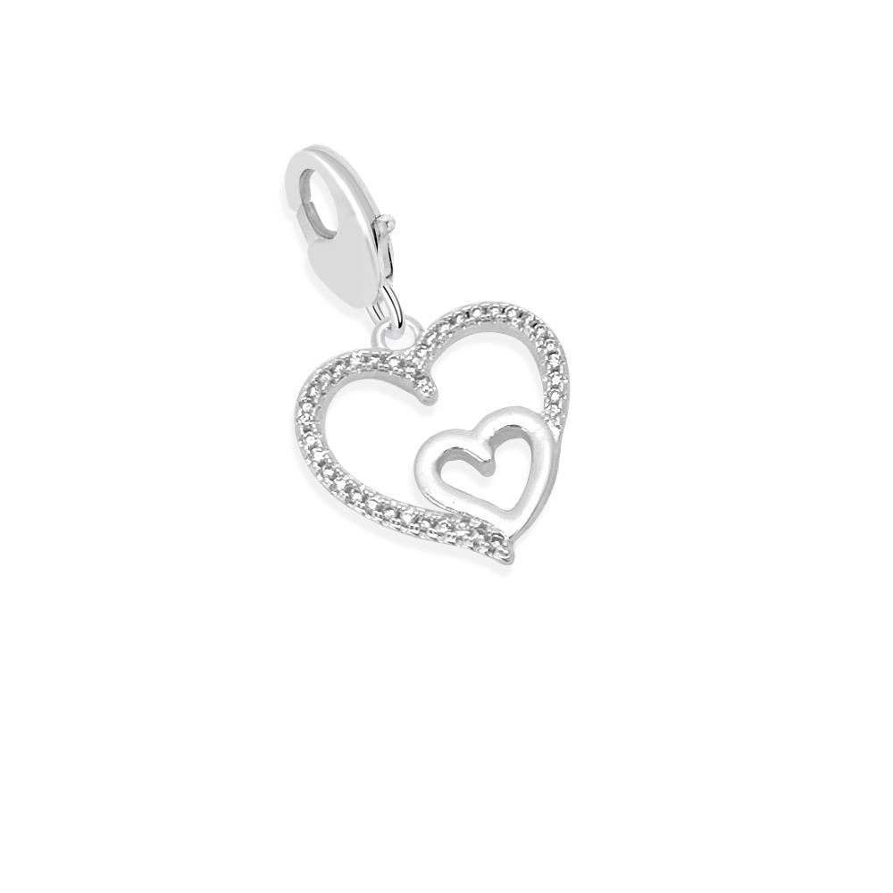 Silver Plated Charm - Double Hearts