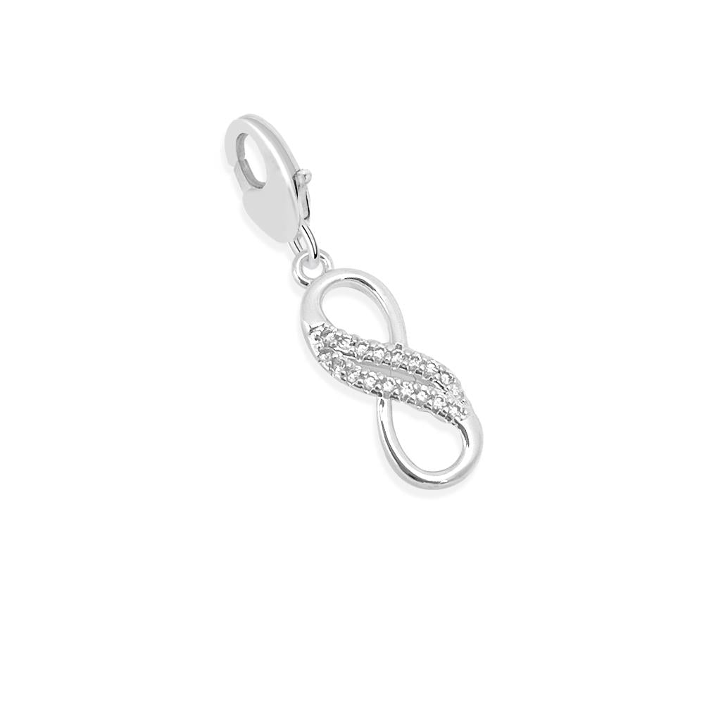 Silver Plated Charm - Infinity Charm with Stones