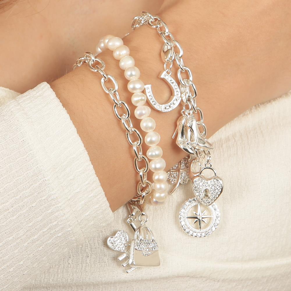 Silver Plated Charm - Moon & Star