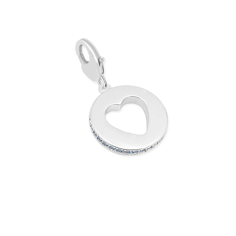 Silver Plated Charm - Circle with Blue Stones