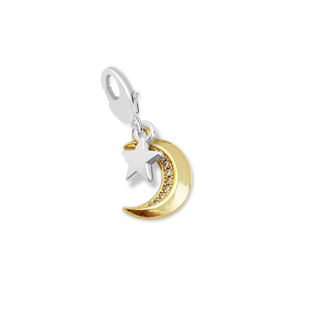 Silver Plated Charm - Moon & Star