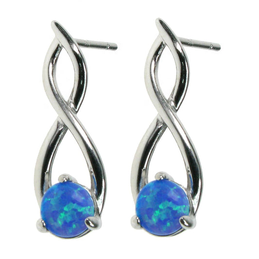 Sterling Silver Blue Opal Twist Stud Earrings