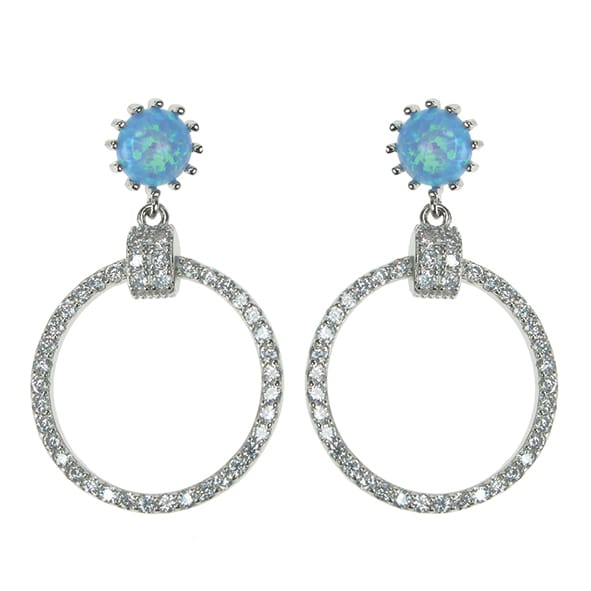 Sterling Silver Sky Opal & Cubic Zirconia Earrings