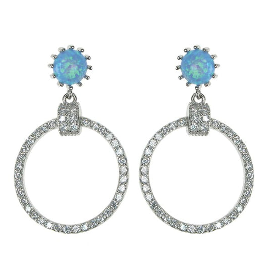 Sterling Silver Sky Opal & Cubic Zirconia Earrings