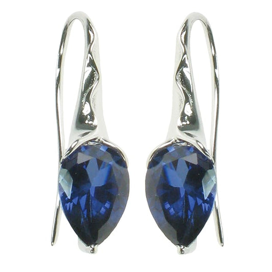 Sterling Silver Sapphire Pear Drop Earrings