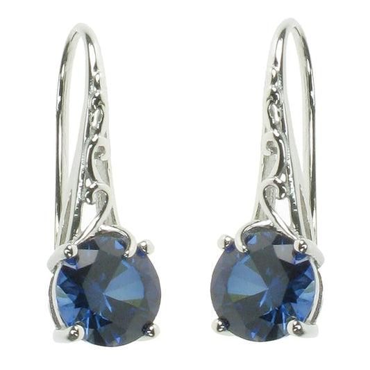 Sterling Silver Sapphire Fancy Solitaire Earrings