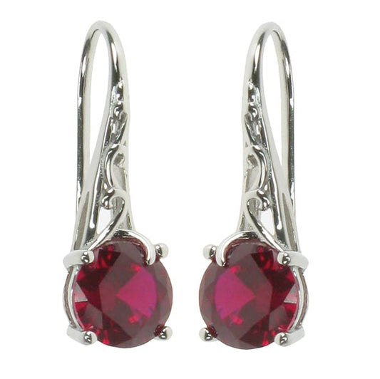 Sterling Silver Ruby Fancy Solitaire Earrings