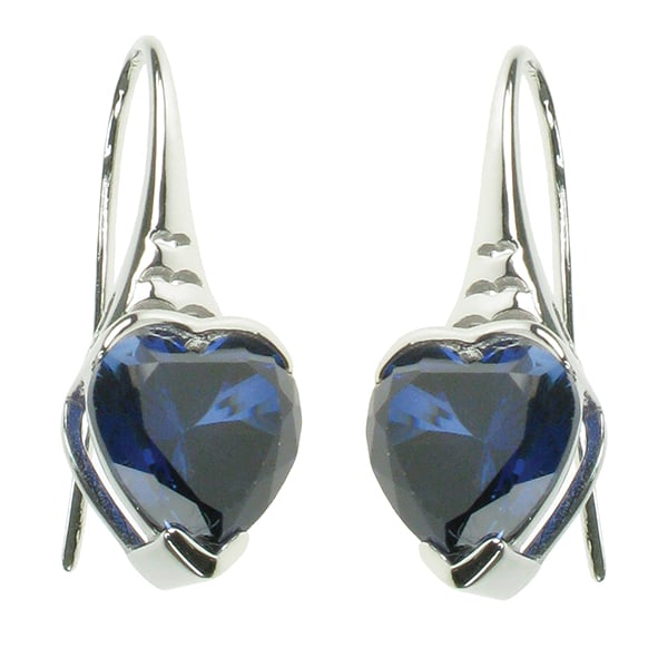 Sterling Silver Sapphire Simple Heart Earrings