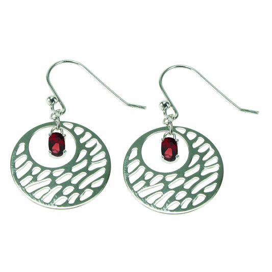 Sterling Silver Garnet Boho Earrings