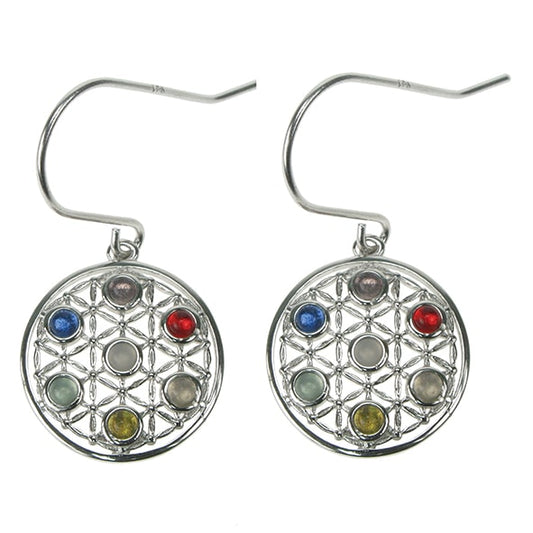 Sterling Silver Chakra Mandala Earrings