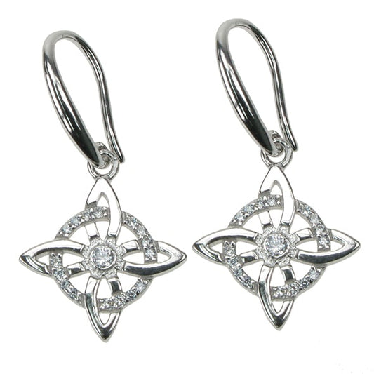 Sterling Silver Cubic Zirconia Celtic Knot Earrings