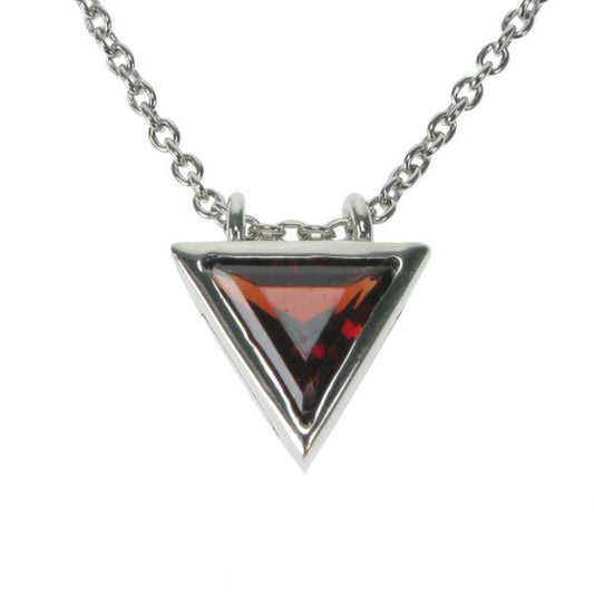 Sterling Silver Garnet Triangle Necklace