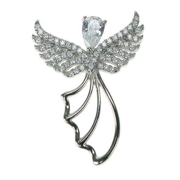 Sterling Silver & Cubic Zirconia Flying Angel Necklace