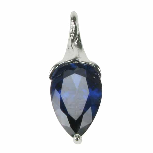 Sterling Silver Sapphire Pear Necklace