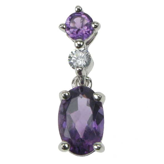 Sterling Silver Amethyst & Cubic Zirconia Necklace