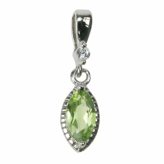 Sterling Silver Peridot Marquise Necklace