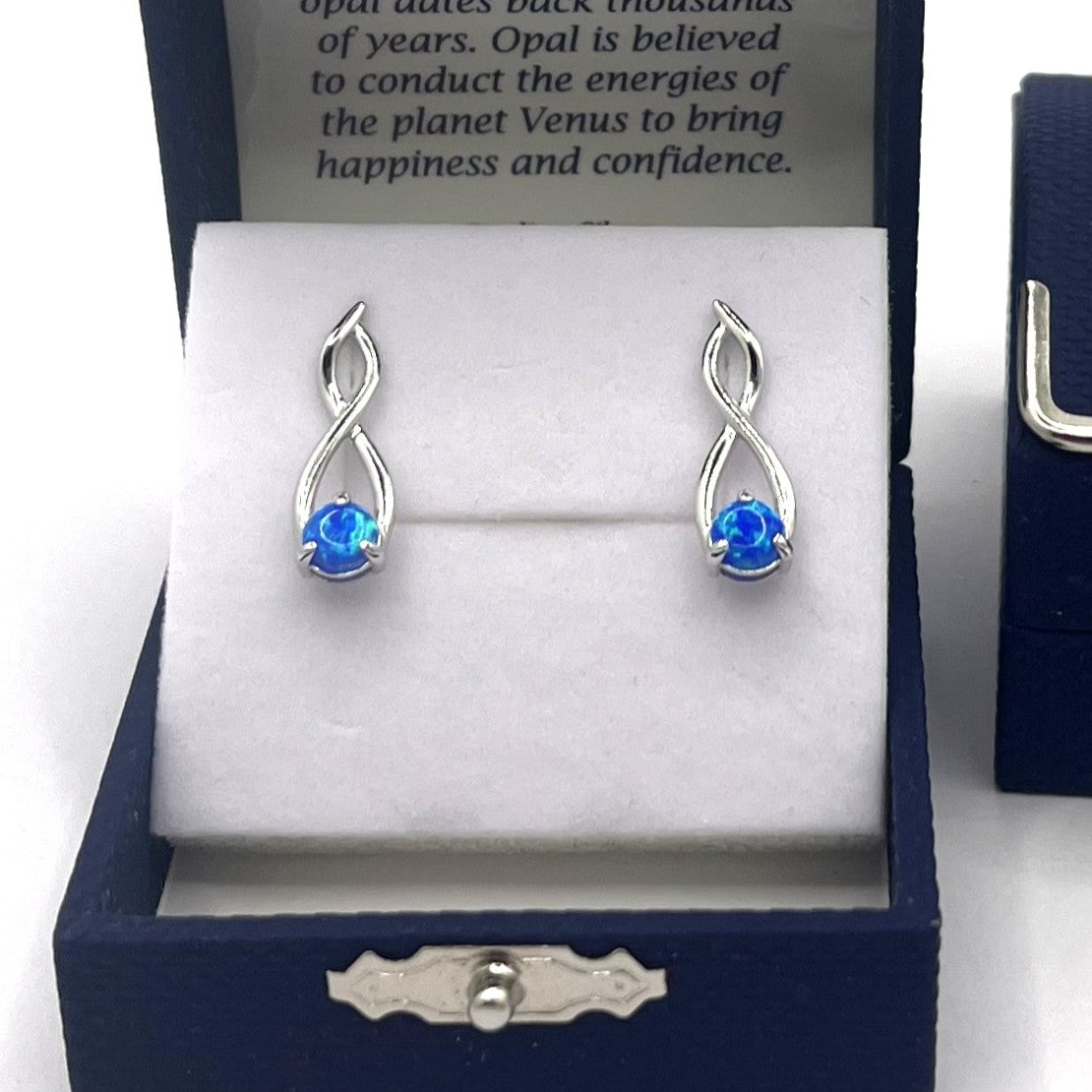 Sterling Silver Blue Opal Twist Stud Earrings