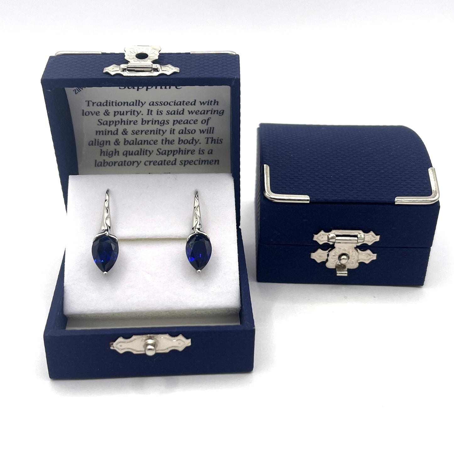 Sterling Silver Sapphire Pear Drop Earrings