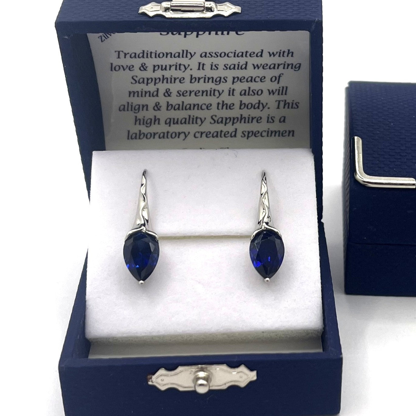 Sterling Silver Sapphire Pear Drop Earrings