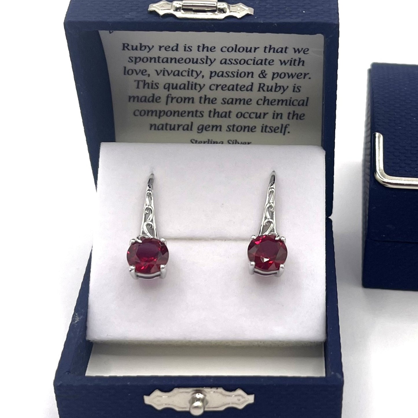 Sterling Silver Ruby Fancy Solitaire Earrings