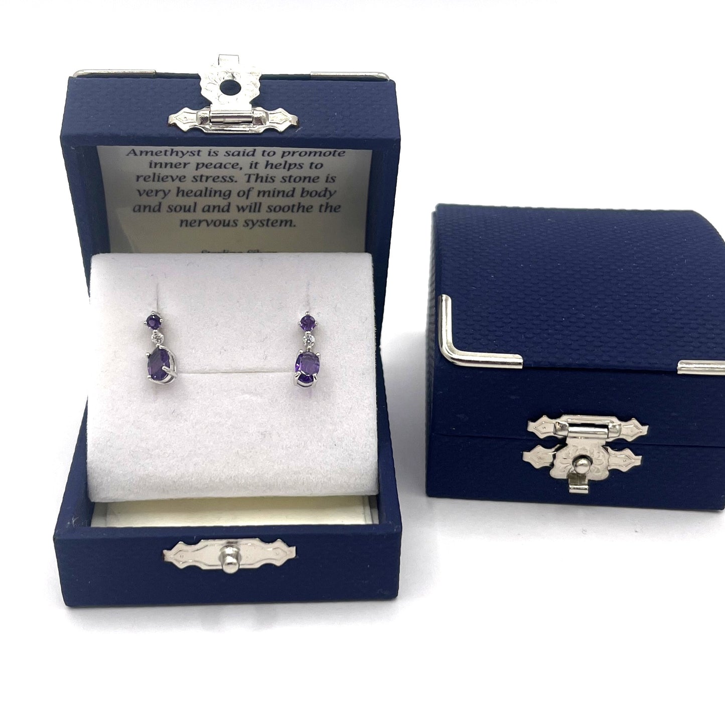 Sterling Silver Amethyst & Cubic Zirconia Earrings